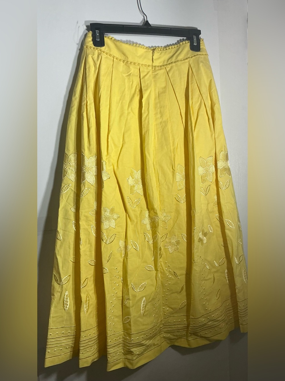 Avec Les Files Yellow Floral Embroidered A-Line Maxi Skirt XS - Picture 4 of 5